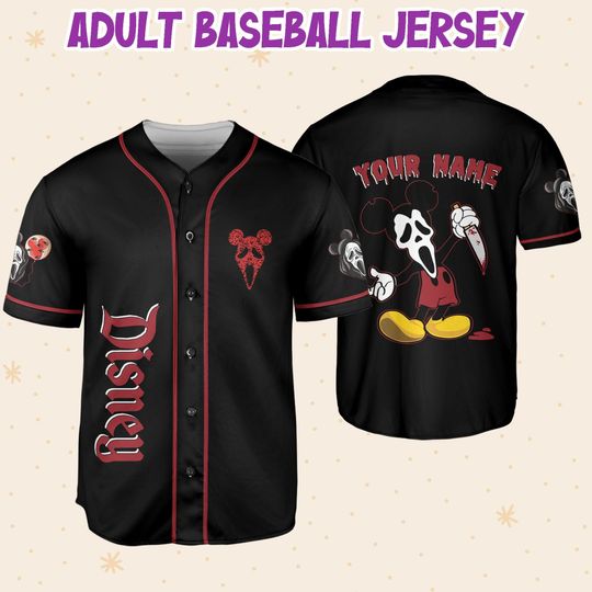Personalized Mickey Scream Ghostface Disney Baseball Jersey, Disney Jersey