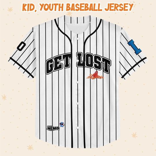 Personalized Finding Nemo Get Lost White Disney Baseball Jersey, Disney Jersey