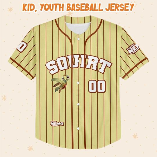 Personalized Finding Nemo Squirt Sea Turtle Disney Baseball Jersey, Disney Jersey