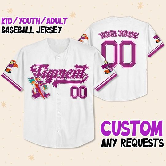 Personalized Figment Disney Baseball Jersey, Disney Jersey