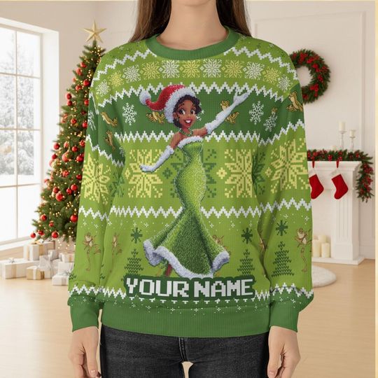 Custom Name Sweater -  Princess Tiana, Disneyland Paris, Birthday gift for kid, best gifts for her, christmas gift for mom