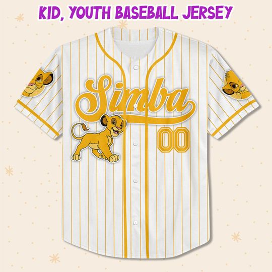Custom Disney The Lion King Simba Simple Stripe, Custom Baseball Jersey