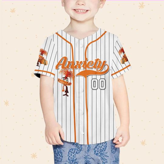 Personalize Anxiety Jersey Orange White, Disney Baseball Team Jersey