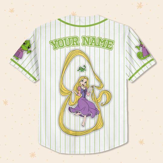 Personalized Disney Tangled Pascal Simple Stripe Baseball Jersey