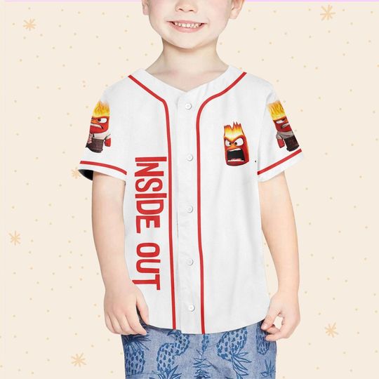 Personalized Disney Inside Out Anger Fire Head, Disneyland Baseball Jersey
