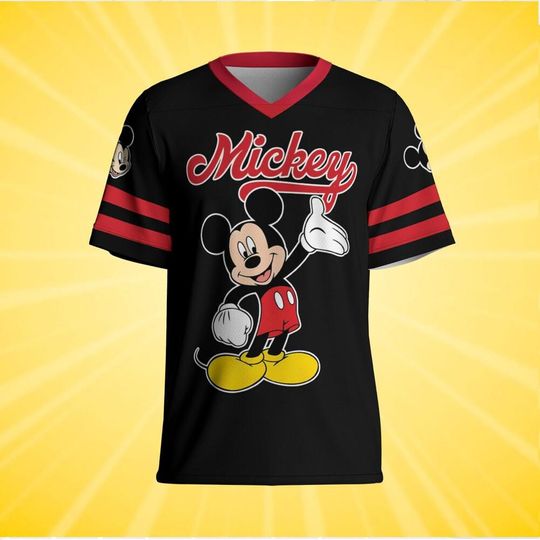Personalize Disney Mickey Mouse Cute Black Football, Disneyland Jersey, Baseball Team, Mickey Mouse Birthday, Gift for Disney Fans