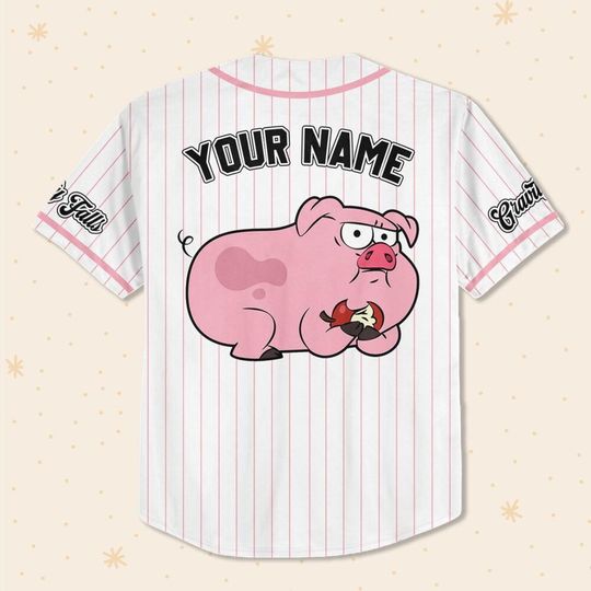 Custom Disney Gravity Falls Waddles Pig, Custom Disneyland Baseball Jersey