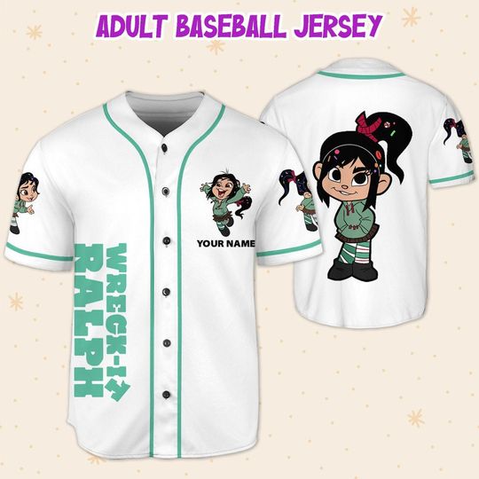Custom Disney Wreck it Ralph Vanellope Simple Baseball Jersey