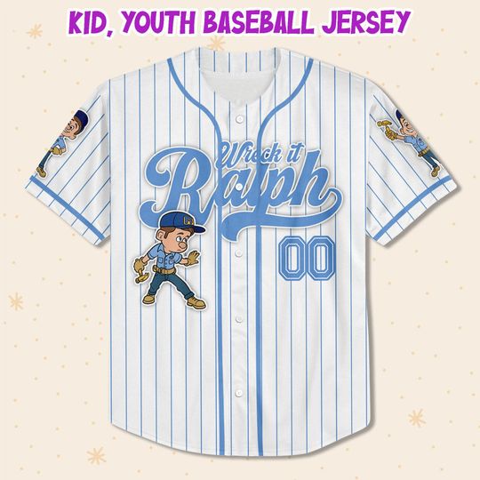 Custom Disney Wreck it Ralph Felix Simple Stripe Baseball Jersey