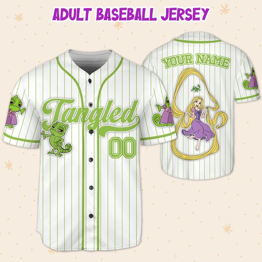 Personalized Disney Tangled Pascal Simple Stripe Baseball Jersey