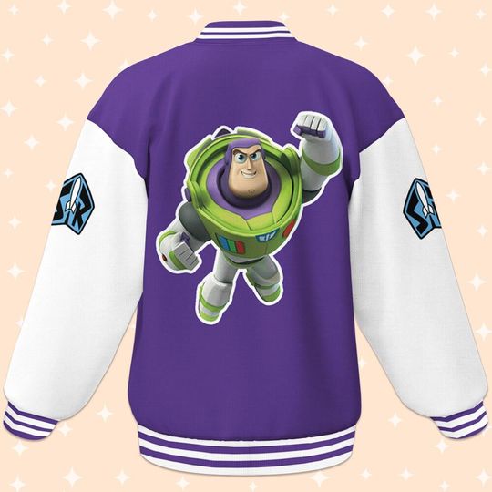 Personalize Buzz Lightyear Space Buzz Purple White, Varsity Jacket, Personalized Disney