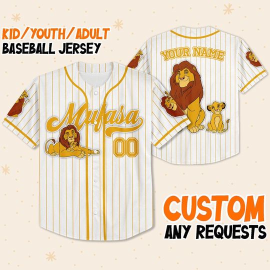 Custom Disney The Lion King Mufasa Simple Stripe, Custom Baseball Jersey