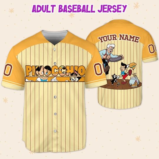 Personalized Pinocchio Disney Baseball Jersey, Disney Jersey