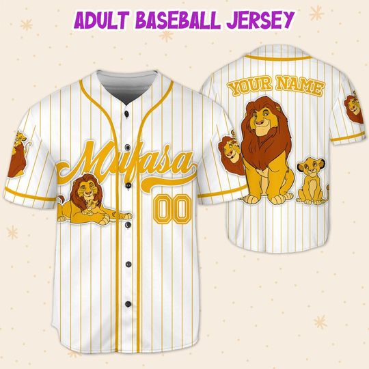 Custom Disney The Lion King Mufasa Simple Stripe, Custom Baseball Jersey