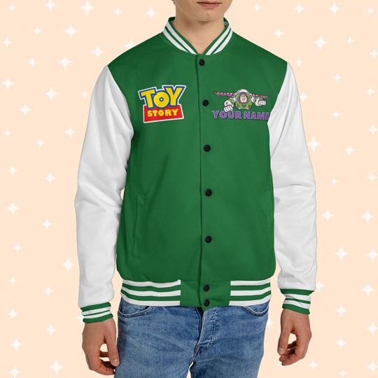 Personalize Toy Story Buzz Lightyear Green Color, Varsity Jacket, Personalized Disney