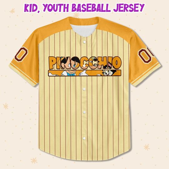 Personalized Pinocchio Disney Baseball Jersey, Disney Jersey