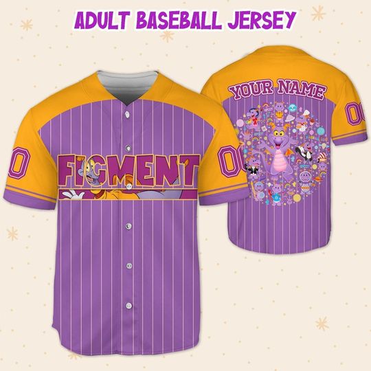 Personalized Figment Disney Baseball Jersey, Disney Jersey