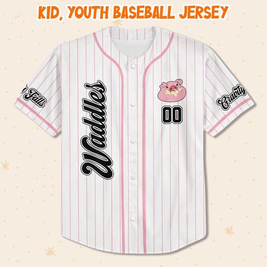 Custom Disney Gravity Falls Waddles Pig, Custom Disneyland Baseball Jersey