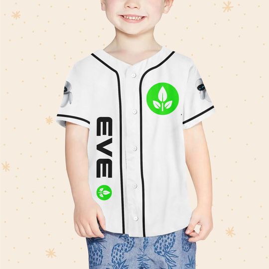 Personalized Disney Pixar WALL-E EVE Leaf Symbol Custom 3D Disney Baseball Jersey
