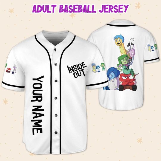 Personalized Disney Pixar Inside Out Character Artwork, Disneyland Baseball Jersey