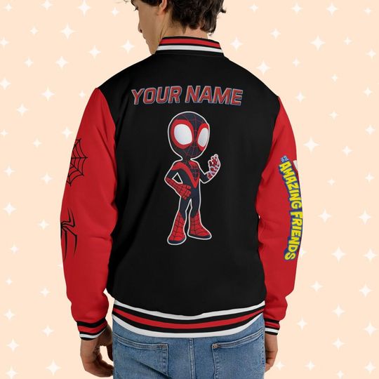 Custom Varsity Jacket Spidey And His Amazing Friends Black Color