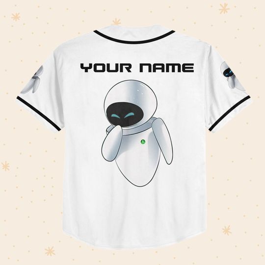 Personalized Disney Pixar WALL-E EVE Leaf Symbol Custom 3D Disney Baseball Jersey