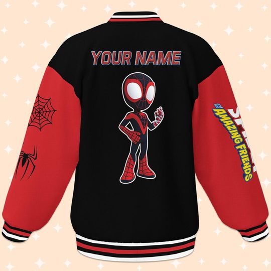 Custom Varsity Jacket Spidey And His Amazing Friends Black Color