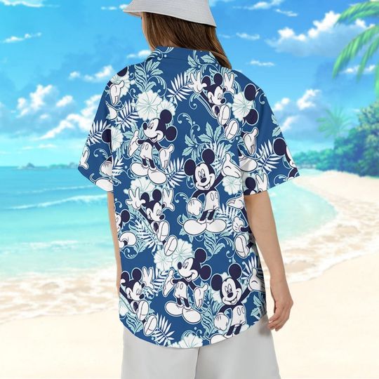 Disney Mickey Mouse Tropical Summer Beach Blue Hawaii Shirt