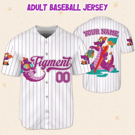 Custom Disney Figment Little Spark Simple Stripe Fun Baseball Jersey