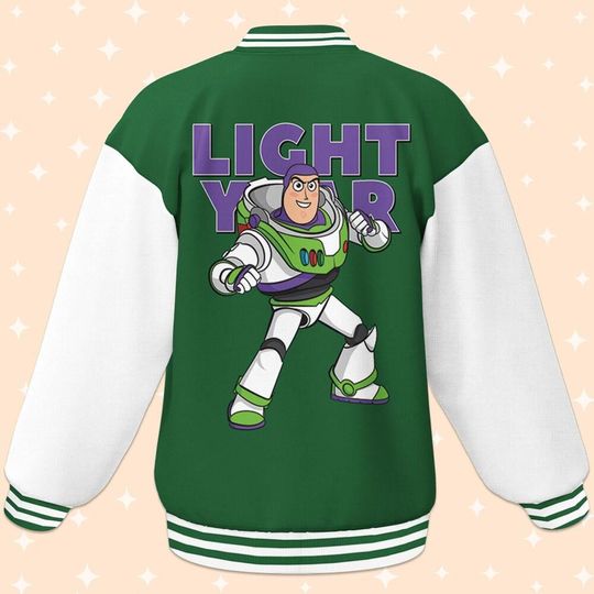 Personalize Toy Story Buzz Lightyear Green Color, Varsity Jacket, Personalized Disney