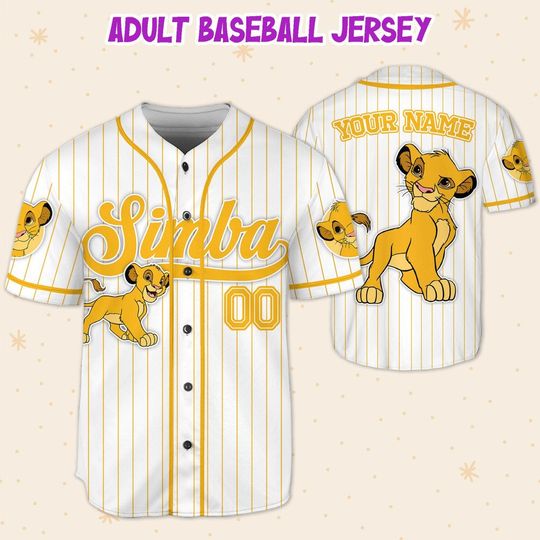 Custom Disney The Lion King Simba Simple Stripe, Custom Baseball Jersey