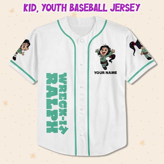 Custom Disney Wreck it Ralph Vanellope Simple Baseball Jersey