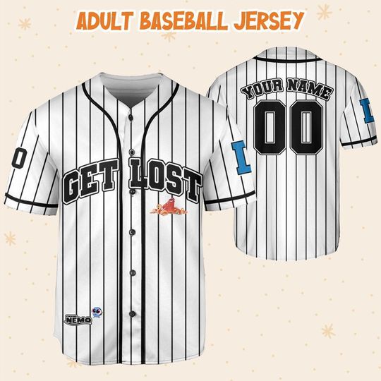 Personalized Finding Nemo Get Lost White Disney Baseball Jersey, Disney Jersey