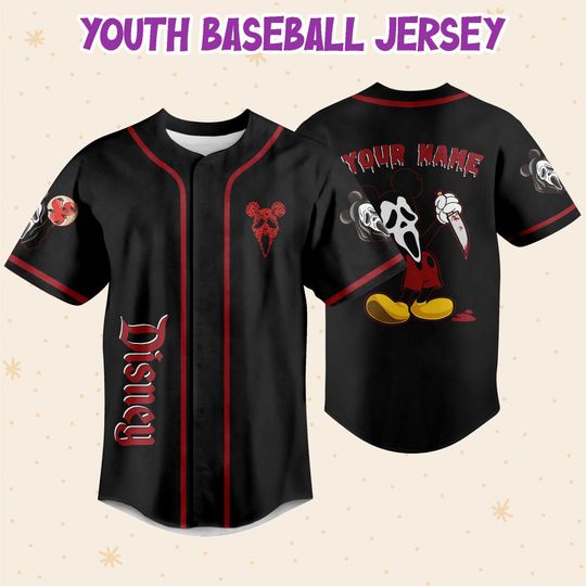 Personalized Mickey Scream Ghostface Disney Baseball Jersey, Disney Jersey