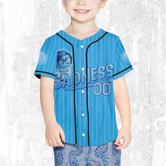Custom Inside Out Sadness Blue Jersey, Disney Baseball Jersey Sports