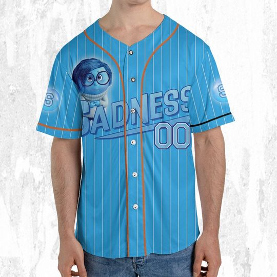 Custom Inside Out Sadness Blue Jersey, Disney Baseball Jersey Sports