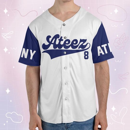 Custom Ateez Members Kpop Baseball Jersey, Kpop Concert, ATINY Jersey for Ateez Fan, Ateez Bias Jersey Member Name
