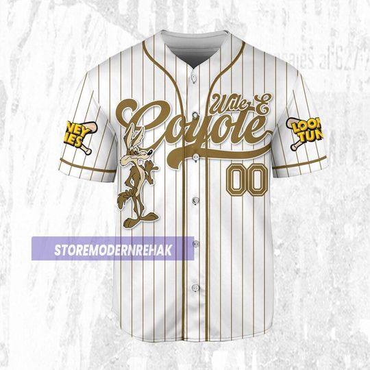 Custom Looney Wile E Coyete Simple Baseball, Baseball Team Outfit, Gift for Space Jamz Fans, Tune Squad Jersey, Family Jersey