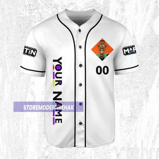 Personalize Martin Tv 90s Characters Cartoon Art, Martin Lawrence Baseball Jersey Team, Movie TV Show Funny Birthday Gift For Fans