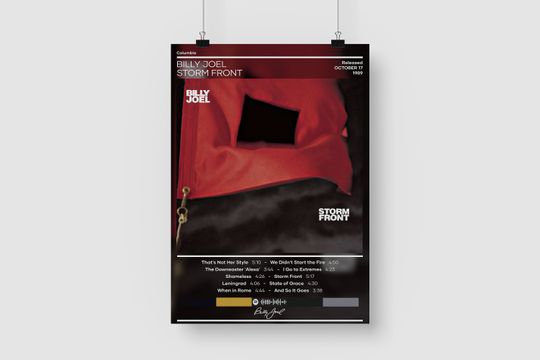 Billy Joel Poster | Storm Front Poster | Rock Music Poster | Album Cover Poster