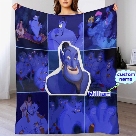 Customized Disney Genie Blanket Personalized Flannel Couch Nap Blanket