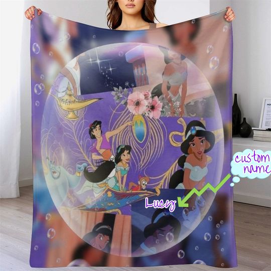 Customized Disney Aladdin Blanket Personalized Flannel Couch Nap Blanket