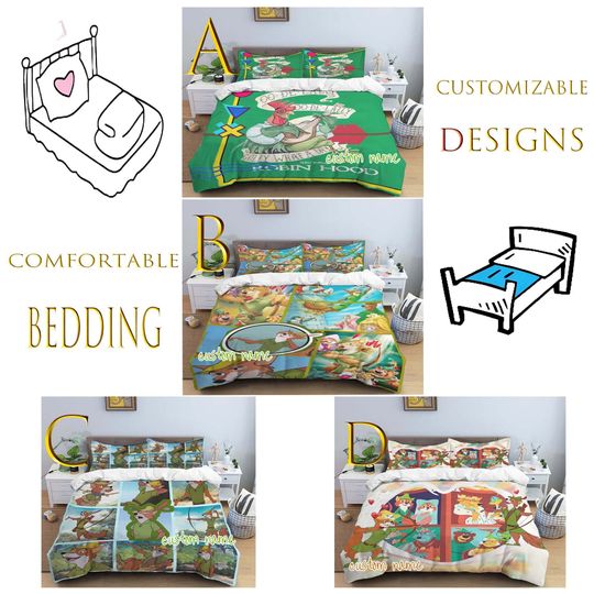 Personalized Disney Robin Hood Three Piece Bedding Set