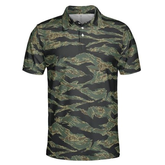 Jungle Tiger Stripe Camo Performance Golf Polo