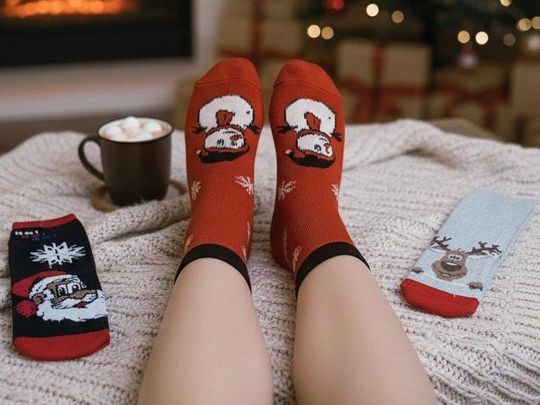 Christmas Socks, Winter Festive Socks, Santa - Snowman - Reindeer Patterns, Gift for St. Nicholas Day