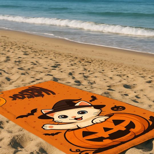 Halloween Personalized Pumpkin Beach Towel