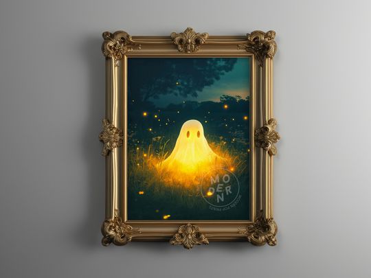 Glowing Ghost PRINTABLE Art, Halloween Decor, Poster Download