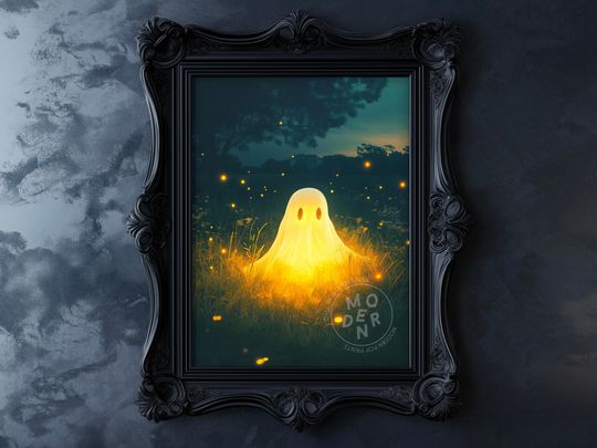 Glowing Ghost PRINTABLE Art, Halloween Decor, Poster Download