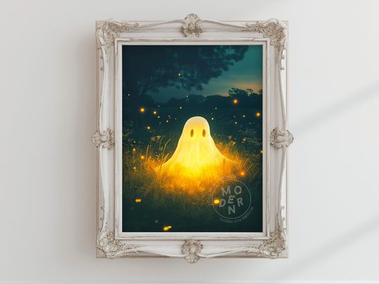 Glowing Ghost PRINTABLE Art, Halloween Decor, Poster Download