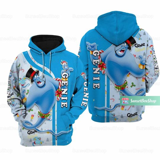 Christmas Genie Hoodies, Disney Genie Hoodie, Disney Genie 3D Hoodie